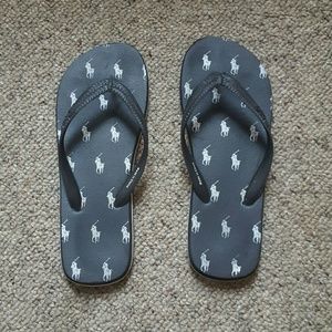 RL Polo black flip flops