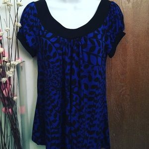 INC Blue Leaf Print Top