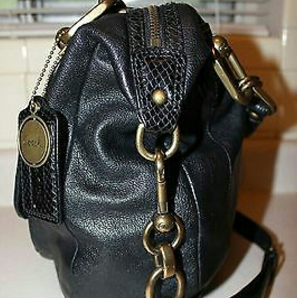 Coach Kristin Elevated Goat Black Leather Satchel - Picture 2 of 4