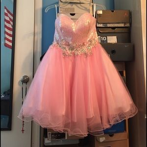 Sequin Jeweled Strapless Dress Hannah S