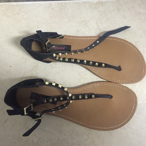Black and gold detailed sandals. Worn once