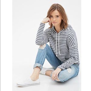 Forever 21 Striped Hoodie Sweatshirt