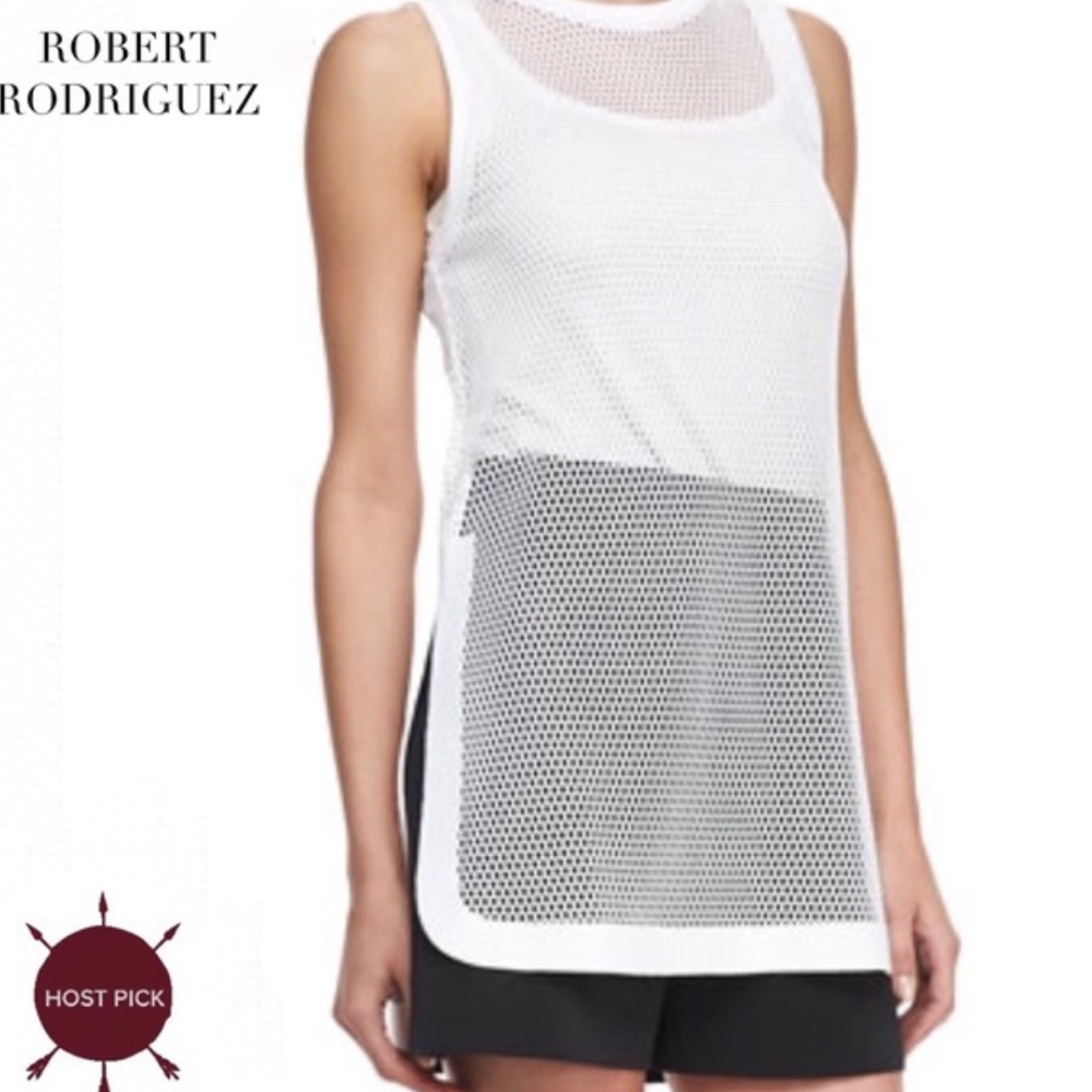 🎉 ROBERT RODRIGUEZ WHITE MESH  WORKOUT TOP - Picture 7 of 8
