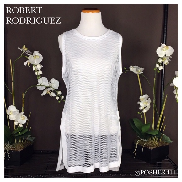 Robert Rodriguez Tops - 🎉 ROBERT RODRIGUEZ WHITE MESH  WORKOUT TOP