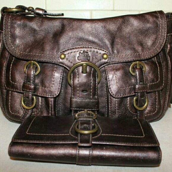 COACH METALLIC BRONZE/COPPER LEATHER HOBO