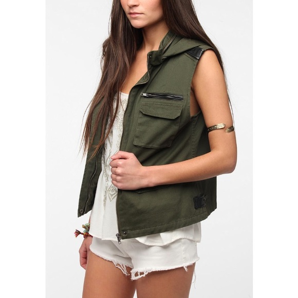 Urban Outfitters Army Green Leather Vest