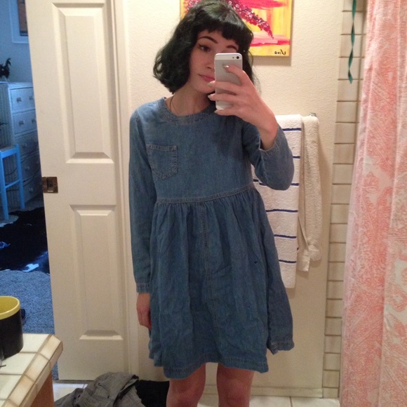 BDG Blue Jean Babydoll Dress Vintage Denim Long - Picture 4 of 4
