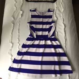Blue & White fit and flare dress