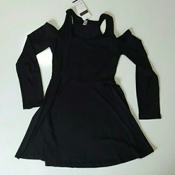 Black Cold Shoulder Dress - Picture 2 of 4