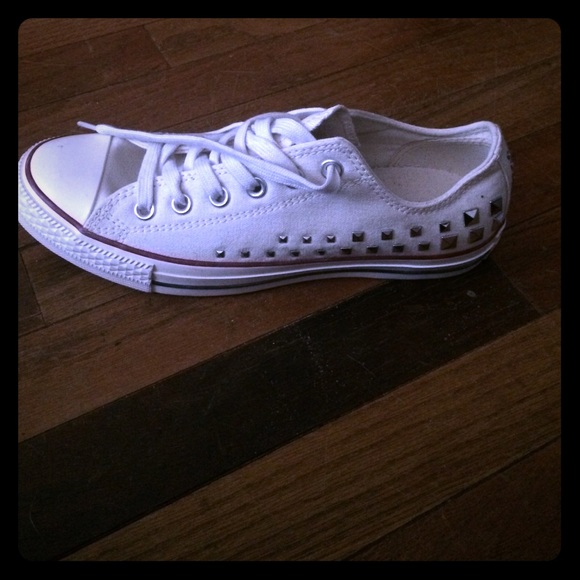 White Converse low with studs