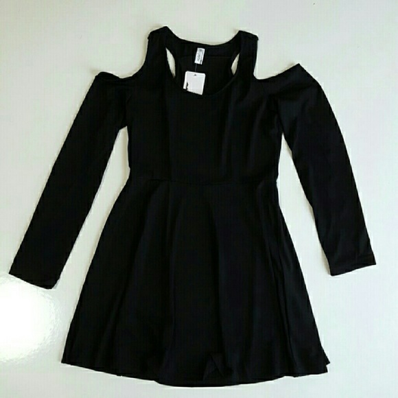 Black Cold Shoulder Dress - Picture 2 of 4