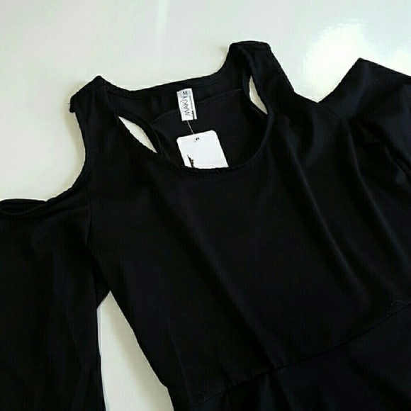 Black Cold Shoulder Dress - Picture 3 of 4