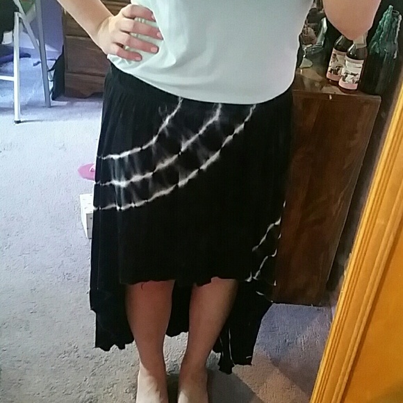 Lightly tie dyed high low skirt