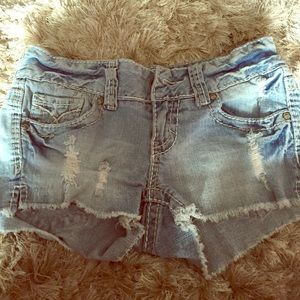 Ripped jean shorts