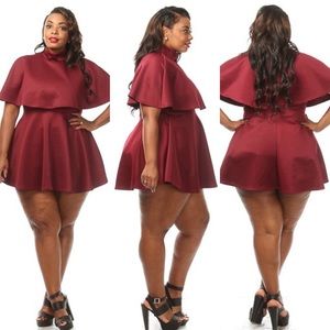 NWT Plus Size Skater Dress with Mock Neck Cape Top