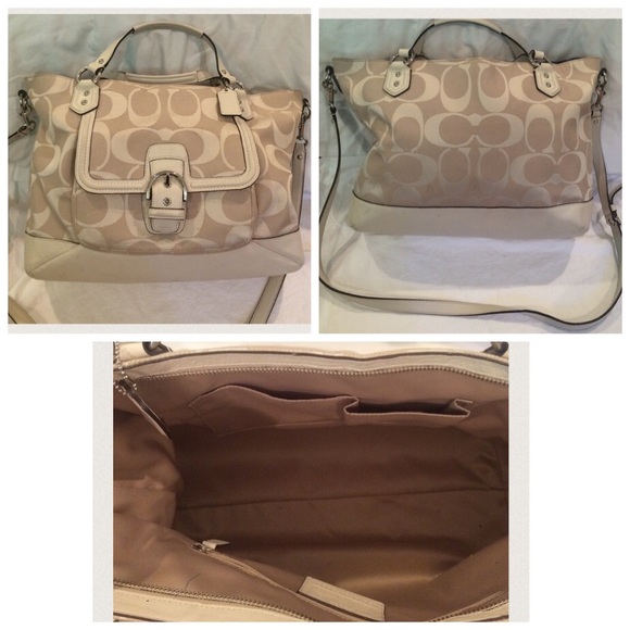 Large Cream Signature Coach Bag - Picture 2 of 4