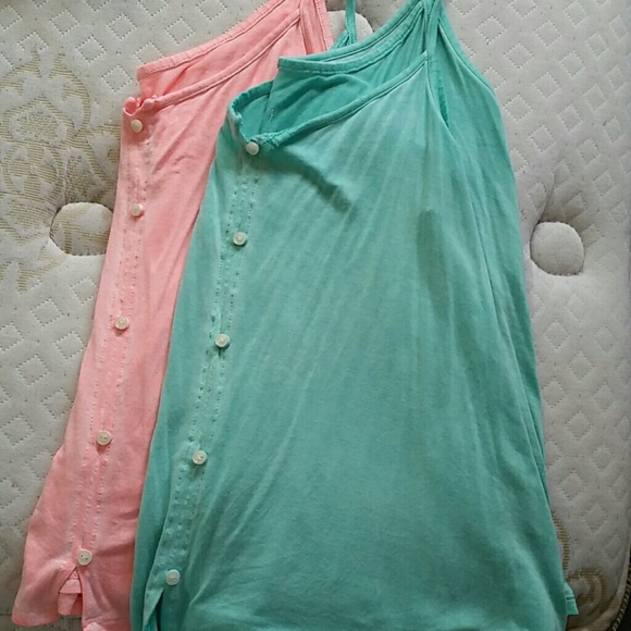 TWO (2) faux button down tanks
