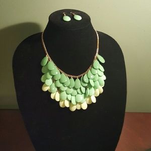 Green ombré Beaded bib necklace