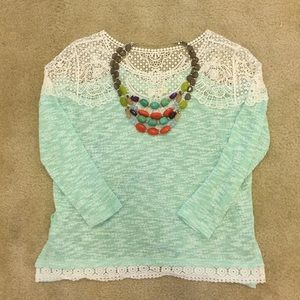 Lightweight mint 3/4 sleeve sweater