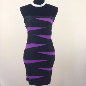 Strapless Bodycon Black and Purple Dress
