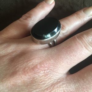 Vintage Silver and Onyx ring