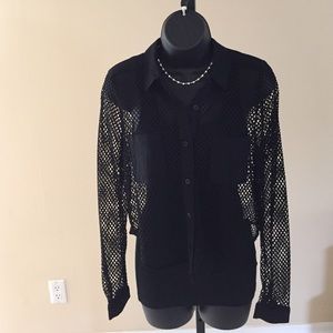 New stunning and sexy mesh black blouse