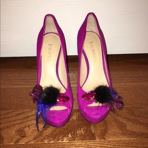Pink feather and jewel heels