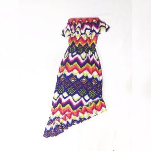 🎃🎃🎃Bright Ikat Print Strapless Dress