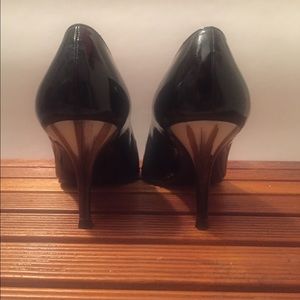Stuart Weiztman Black Patent Pumps w/ Painted Heel