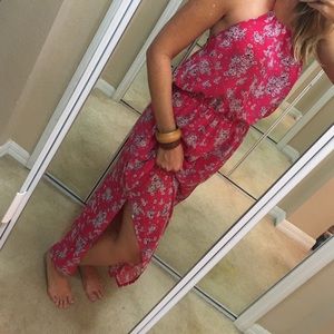 Halter maxi dress with slit and low back