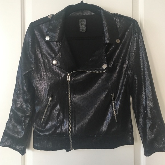 Sequin Covered Moto Jacket