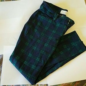 Blue/green plaid skinny pants