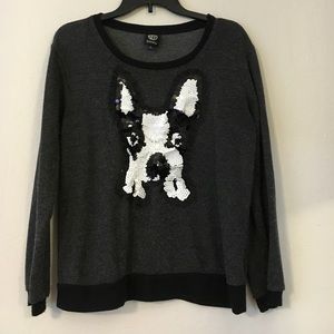 Frenchie Sequin Bobeau Sweatee Top-XL