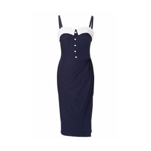 STOP STARING Navy & White dress Size Small