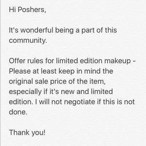 Offer rules for limited edition/new makeup