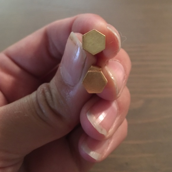 Madewell Gold hexagonal studs
