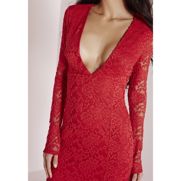 NWT Missguided Red Lace Midi - Picture 2 of 4