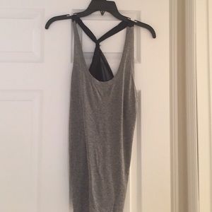 Grey tank top with sheer black back