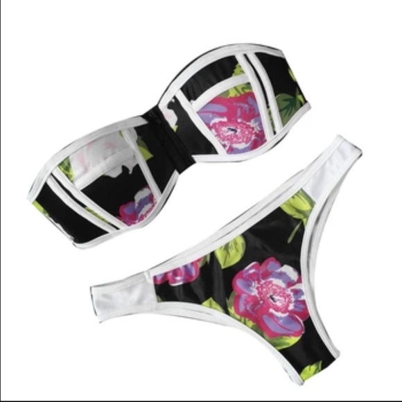 Black Floral Brazilian Bikini