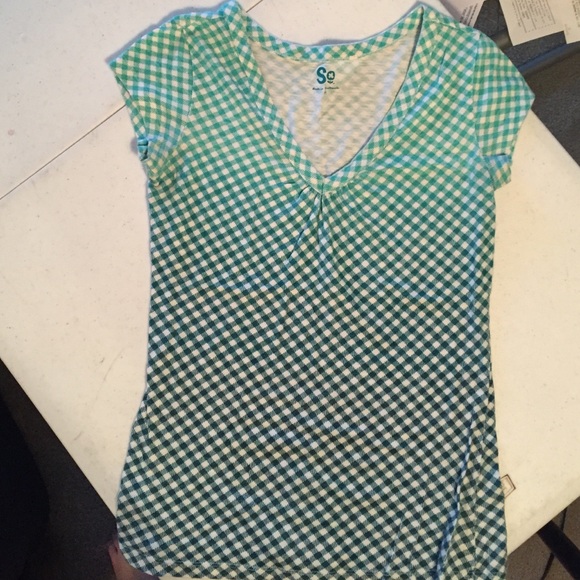 Green checkered ombré shirt