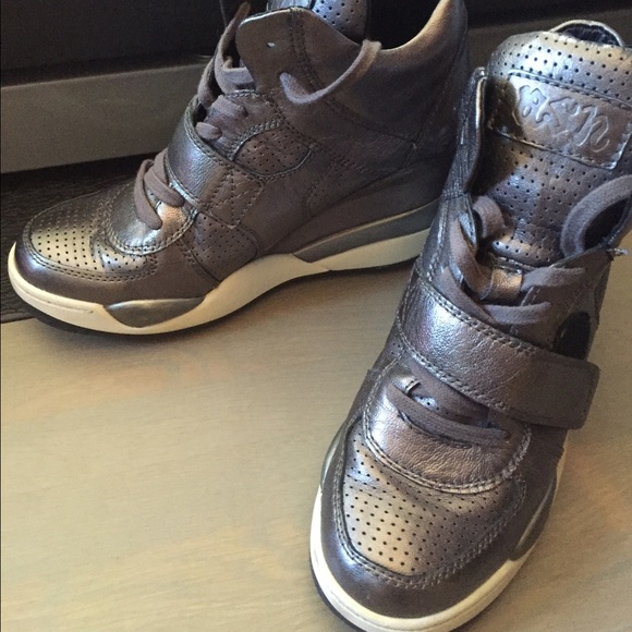 Ash Shoes Limited Wedge Sneakers Gray Metallic39 Poshmark