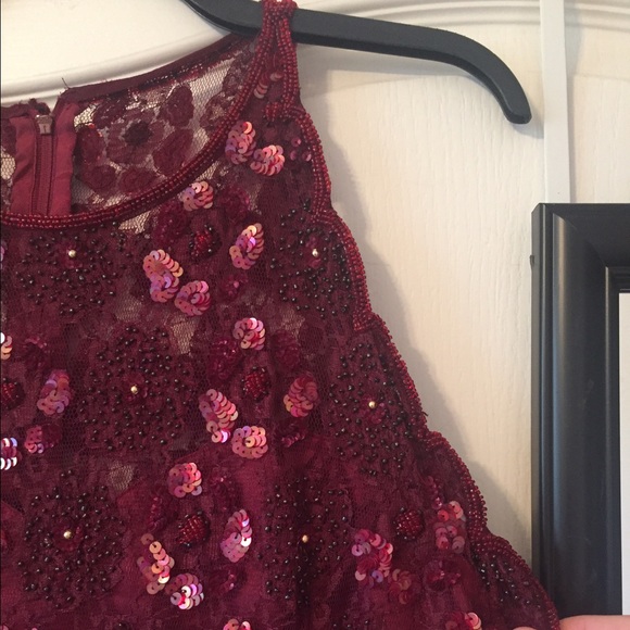 Maroon Sequin Cocktail Dress - Picture 2 of 3