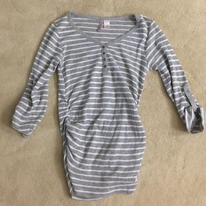 Striped Thermal Maternity Henley Ribbed