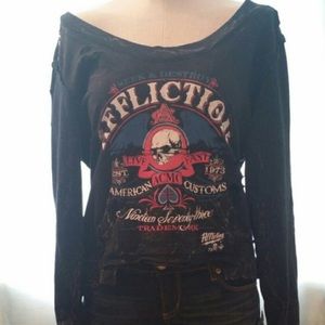 Like new Affliction off the shoulder sweatshirt