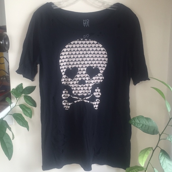 Urban Outfitters Holey Destroyed Skull Shirt - Picture 2 of 4