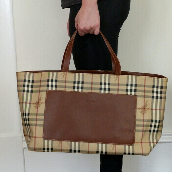 Large Burberry Plaid Tote Bag
