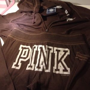 Pink hoodie size L and pants size xs
