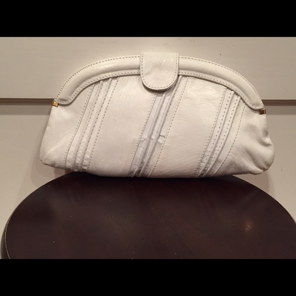 White genuine leather clutch in good condition