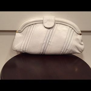 White genuine leather clutch in good condition
