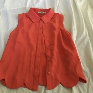 Papaya Brand coral collared sleeveless top
